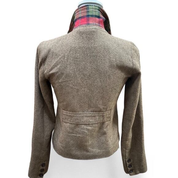 ABERCROMBIE & FITCH Brown Tweed Wool Cropped Fitted Blazer XS Dark Academia - Picture 3 of 12